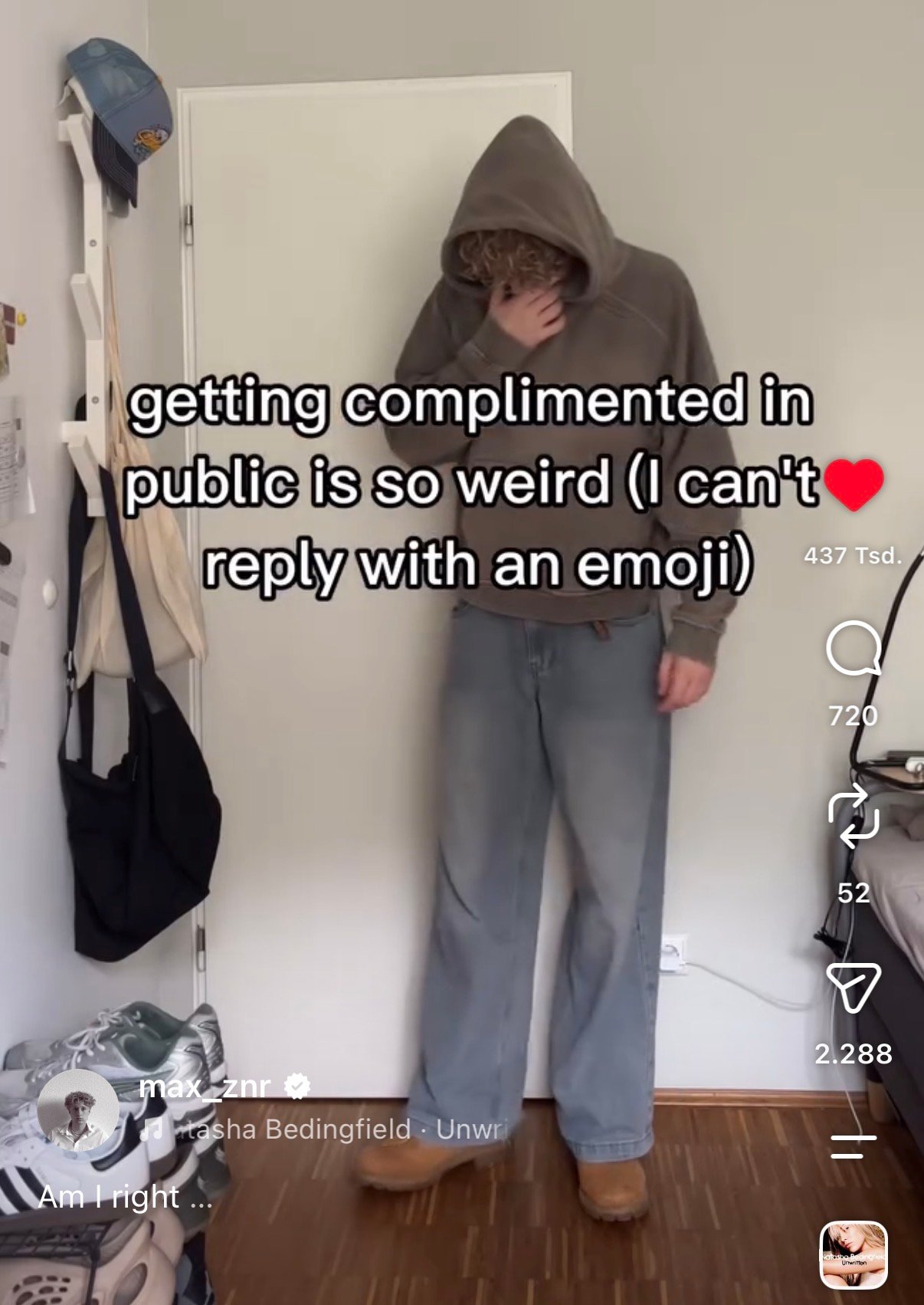 Screenshot mit über 400.000 Likes auf ein Video